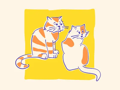 Cats are going digital art cat cats digital illustration kiss lips love yellow