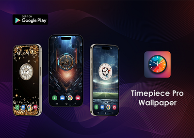 Timepiece Pro Wallpaper - Phone Personalizing App app design live clock mobile app ui uiux ux design wallpaper