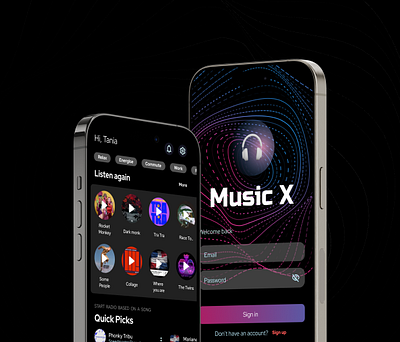 Music X - Music player app branding design graphic design illustration logo typography ui uiux