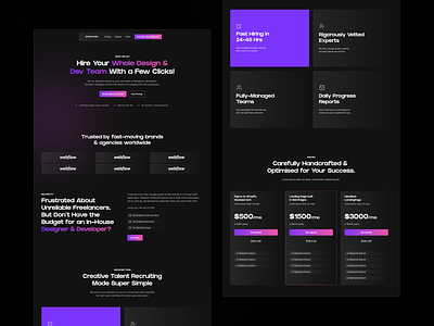Only Funnels - Landing Page agency page dark purple figma figma to webflow landing page ui user interface ux web design webflow