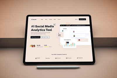 Sociafy - Social Media Analytics Website Design: Landing Page analytics design landing page minimal mockup social media ui uiux web web design web header website website design