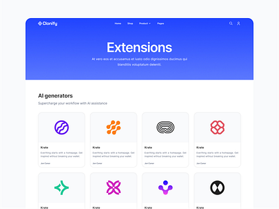 Apps page — Clonify apps clean extensions figma modern saas ui ui kit web web design