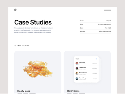 Portfolio — Clonify agency case studies clean figma portfolio ui ui kit ux web web design