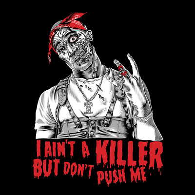 Zombie Tupac illustration drawing illustration potrait illustration rap tee design tupac tupac shakur zombie
