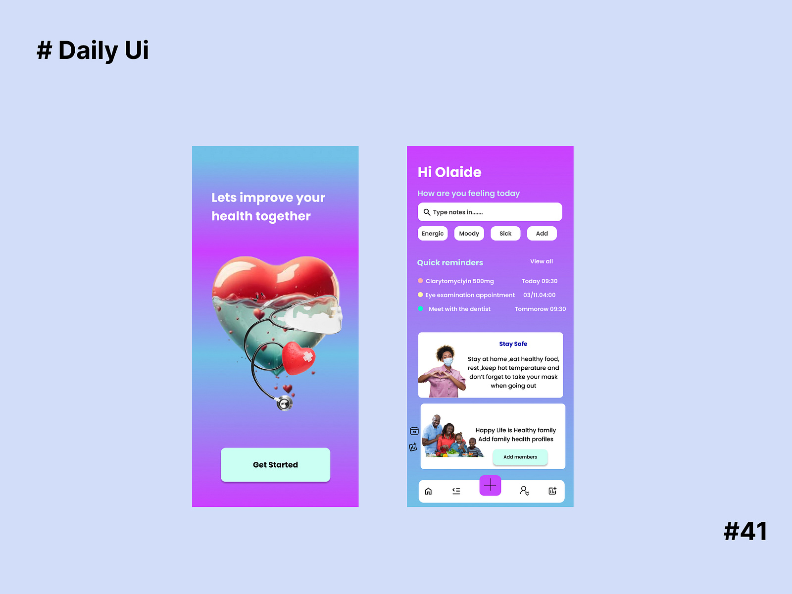 Health monitoring ui by Olaide Aderoju on Dribbble