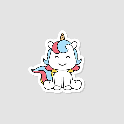 Unicorn Sticker 2d adobe animal artwork cartoon cool cute design graphic design illustration pink rainbow unicorn