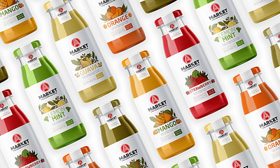 Market Juice Packaging Design branding design graphic design illustration logo media design typography ui vector