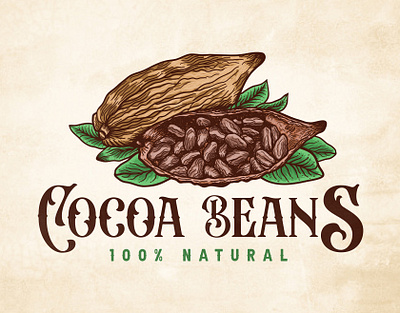 Cocoa Beans Vintage Logo Design badge design badge logo badges beans branding cocoa beans design graphic design hand drawn logo logo logos natural organic vector vintage logo