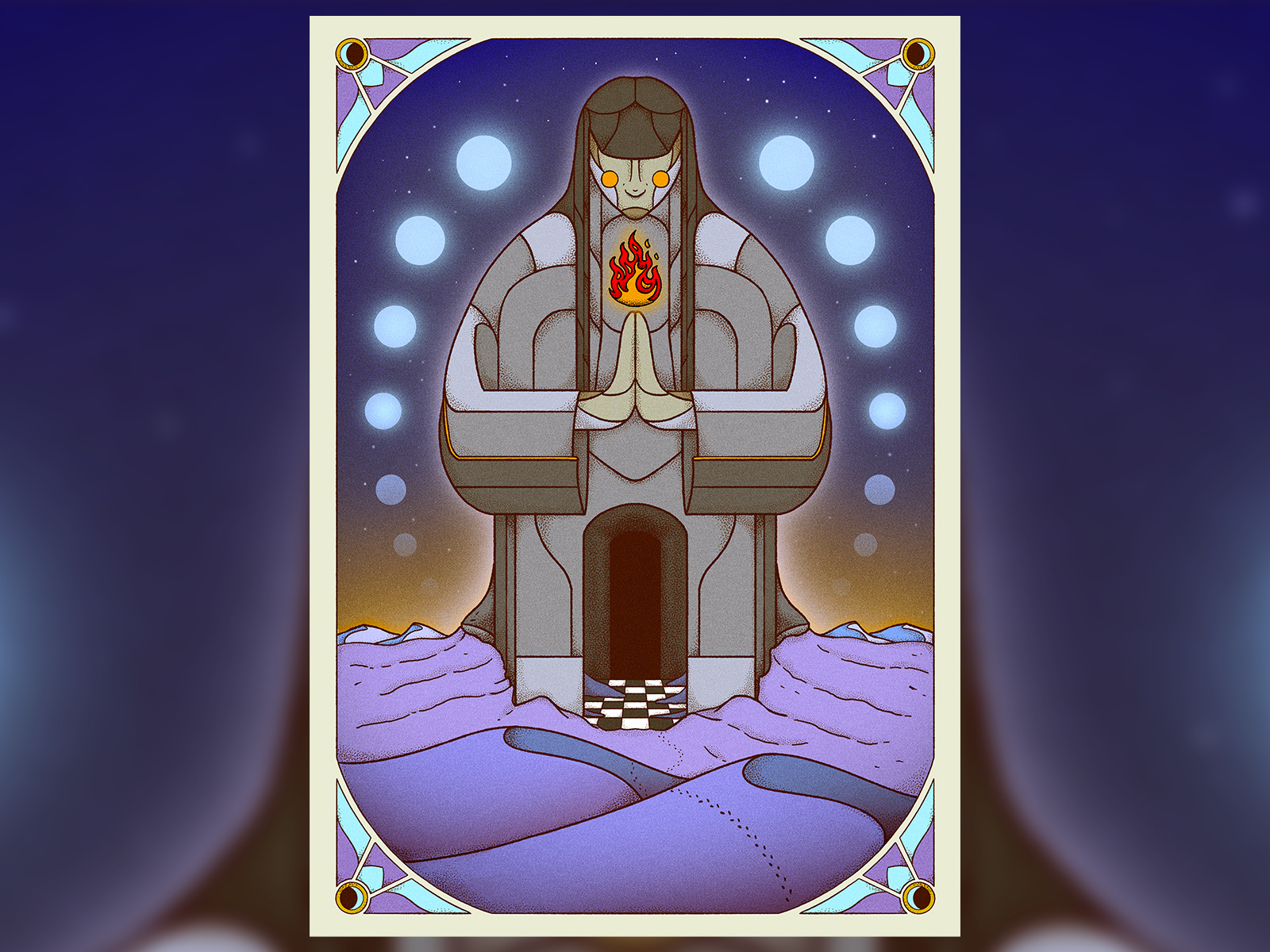 Journey to Self Tarot Poster astrology bless card concert design event fire gig poster illustration merch moon poster retro sticker tarot texture vintage