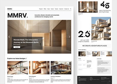 Minimal Architecture Landing Page with AI-Generated Images ai architecture architecture agency art brutalism building construction design generative home page landing midjourney minimal modern typography ui ux web design
