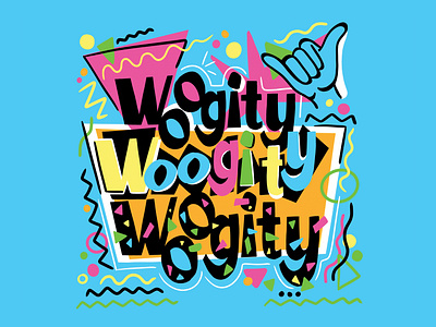 Woogity Woogity Woogity Lettering 1980s 1990s colorful custom lettering design energetic font graphic design hand drawn hand lettering illustration illustration art lettering nostalgic retro type typography vibrant vintage woogity