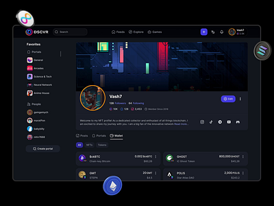 DSCVR - Profile and wallet crypto nft profile social network tokens user detail web3 webapp