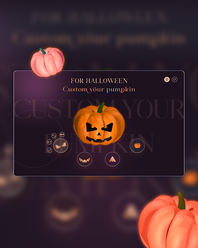 Halloween Pumpkin Tool 3d dailyui dailyuichallenge graphic design halloween orange purple spline ui uxui webdesign