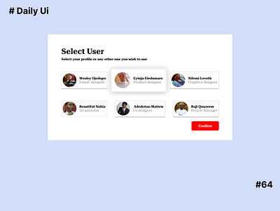 User selection Ui design design ui