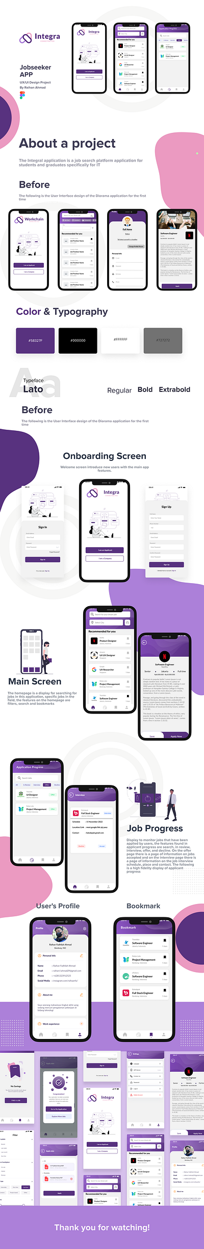 Integra - Jobseeker App app app mobile design figma jobseeker ui uiux