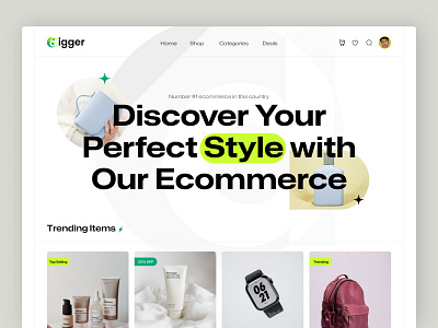 Digger - Ecommerce Web Design branding business landing page design digger e commerce ecommerce ui ecommerce web design graphic design landing page landing page design landing page ui product landing page product ui shop landing page shopping ui ui user interface user interface design ux web design