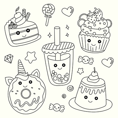 A set of cute smiling sweets app branding design graphic design illustration logo typography ui ux vector