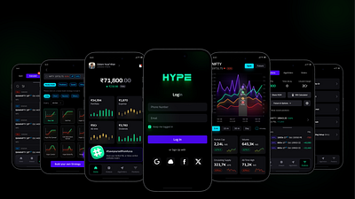 HYPE Trading App business charts dashboards data visualization figma finance graphs mobile ui stock market trading trading app uiux