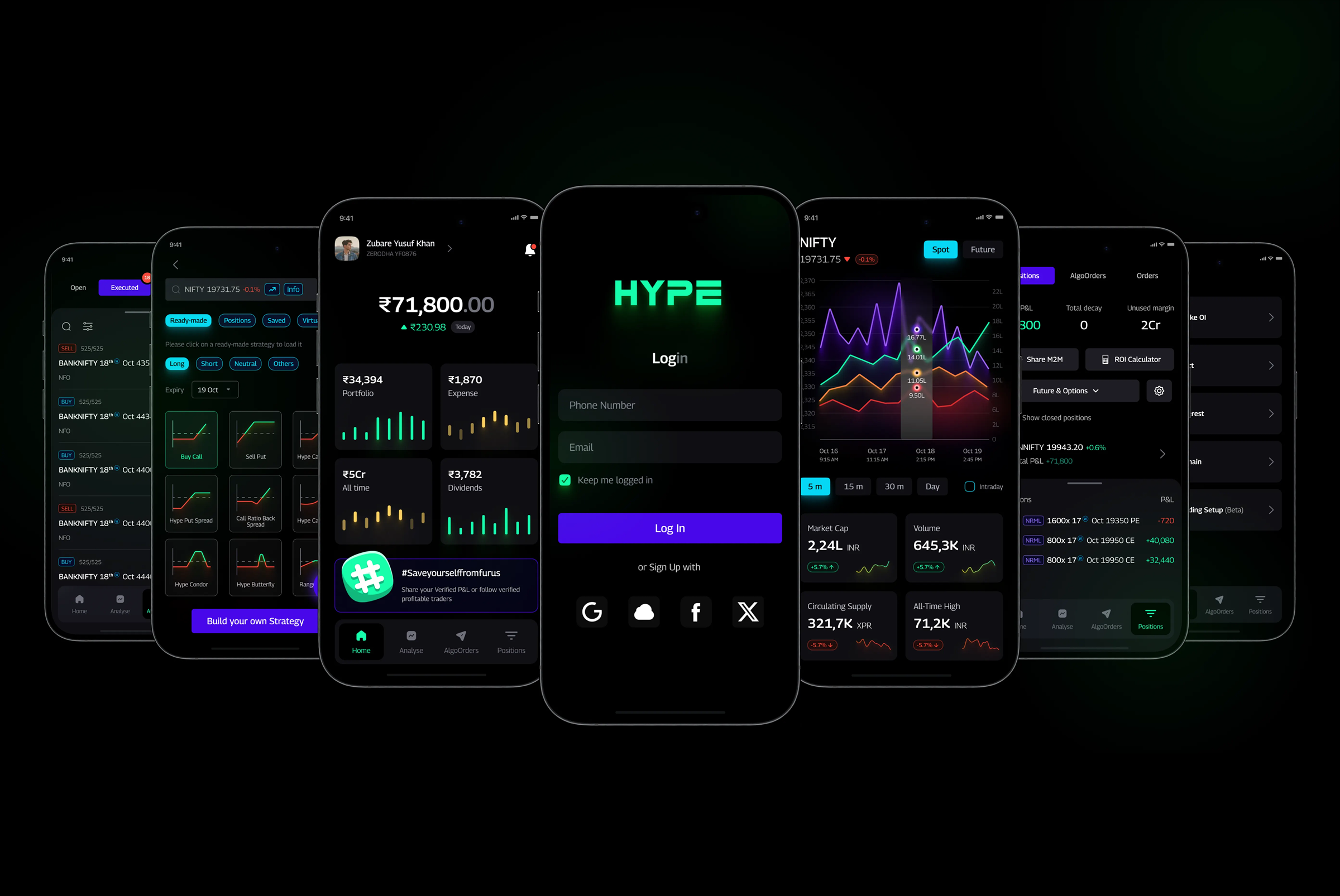 HYPE Trading App business charts dashboards data visualization figma finance graphs mobile ui stock market trading trading app uiux