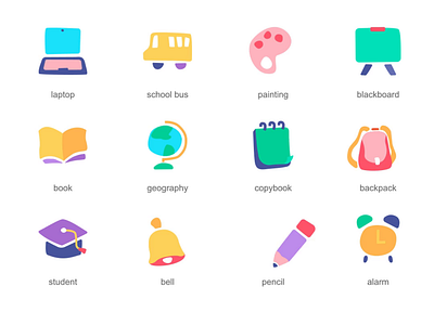 Educational icons 2d animation design edtech education elearning flat icons illustration interactive knowledge learning motion study teachingtools
