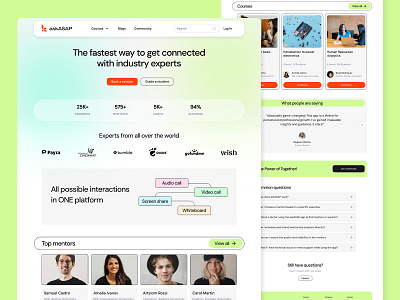 askASAP Mentor platform UI 2023 website course interface landing page mentor minimal modern ui orange outlined startup ui ui elements uidesign uiuxdesign user experience user interface ux web design website