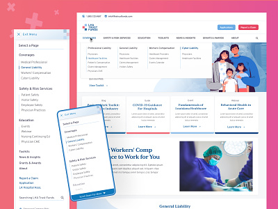 LHA Trust Funds | Main Navigation bright colorful content dropdown graphic design healtcare homepage main navigation medical mega menu menu nav navigation product design ui user experience user interaction web web design website design