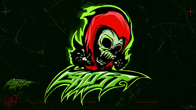 GHOST MASCOT WITH LETTERING CUSTOME AND EFFECT art branding design ghost goblin graphic design green illustration logo mascot red vector