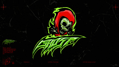 GHOST MASCOT WITH LETTERING CUSTOME AND EFFECT art branding design ghost goblin graphic design green illustration logo mascot red vector