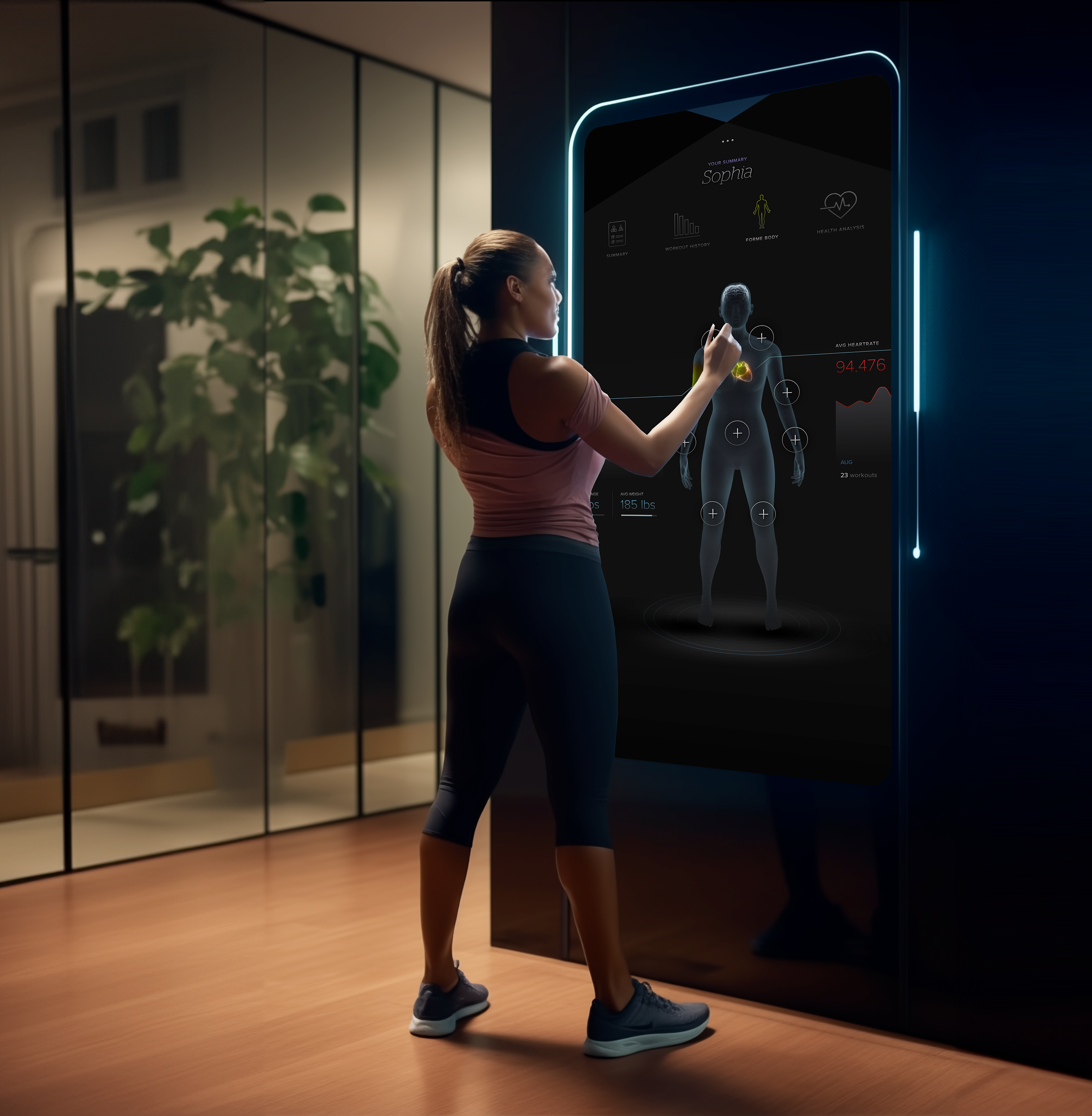 Digital Smart Gym design digital gym health industrial design interactive interface mirro nike screen smart tonal ui wellness workout