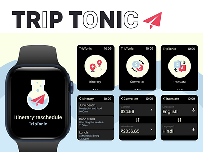 Trip Tonic: Your Essential Apple Watch Travel Companion 🌍✈️ apple watch branding graphic design illustration logo travel ui ux