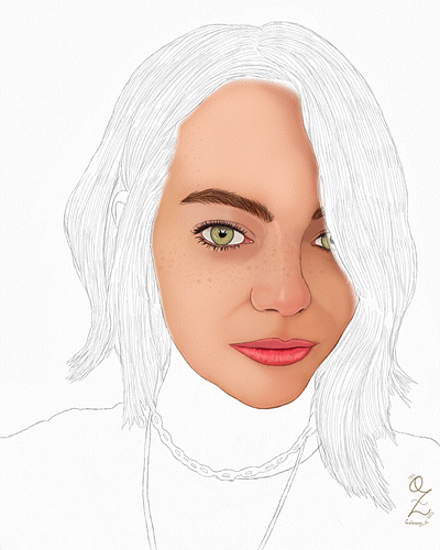 Emma Stone Portrait Sketch 2 by Oz Galeano actress art arte arte ozgaleano boceto color dibujo digital art digitalart drawing emma stone fanart illustration mexico model ozgaleano painting portrait retrato sketch