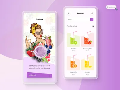 Juice App Design 3d animation art branding digitaldesign ecommerce flatdesign graphic design illustration innovationsync landing page logo mobile motion graphics nft product design shopify typography ui webdesign