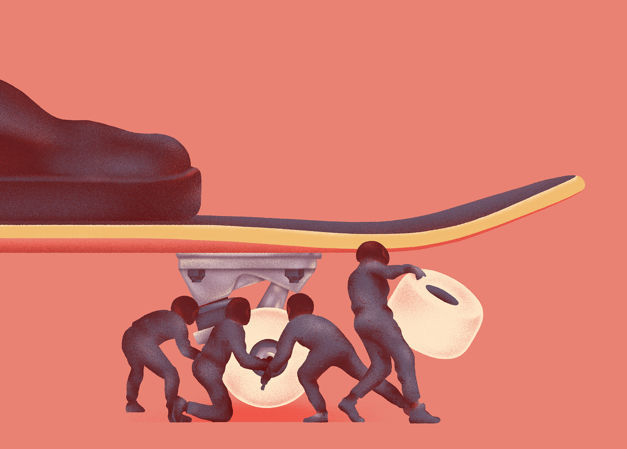 Pitstop art digital drawing f1 grain graphic illustration mechanic men metal pitstop race shiny shoe skate skateboard texture wheels