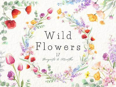 Watercolor Wild Flowers Clipart aquarelle card design clipart design floral floral illustration graphic design graphic elements hand drawn hand painted illustrations ink watercolor clipart watercolor designs watercolor elements watercolor flowers watercolour wild floral wild flower frames wild flowers