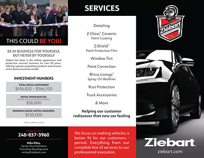 Franchising Tri-Fold Brochure automotive branding corporate franchising graphic design