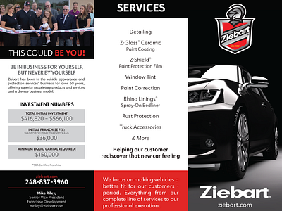 Franchising Tri-Fold Brochure automotive branding corporate franchising graphic design