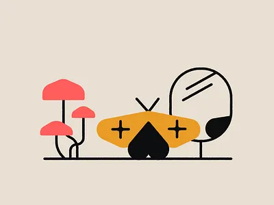 Impossible StilLife #10 butterfly graphic design icon illustration line logo mirror moth mushroom ui