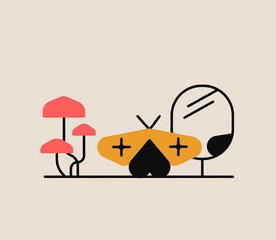 Impossible StilLife #10 butterfly graphic design icon illustration line logo mirror moth mushroom ui
