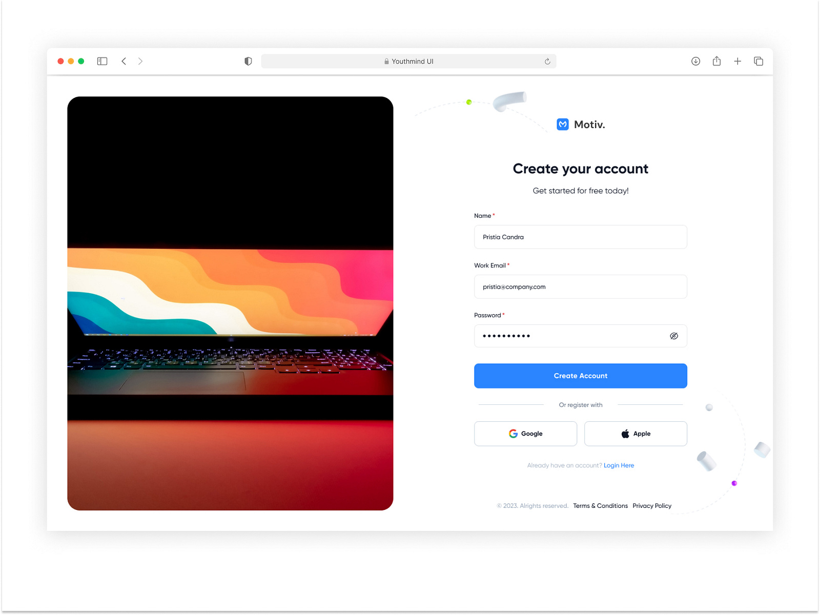 Create Account Page UI Design by Mizanur Rahman on Dribbble