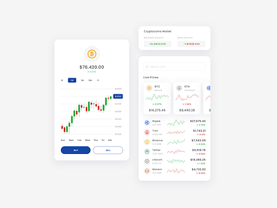 Crypto wallet UI cards design ui