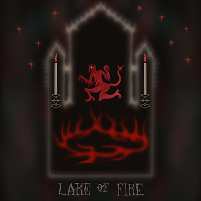 lake of fire devil digital illustration evil fire hell illustration medieval procreate texture