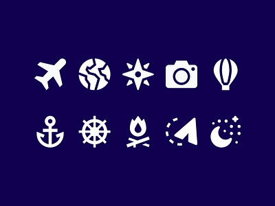 Traveling icons airplane boat camera design fire icon icons illustration minimal minimalism minimalist plane travel traveling vector world