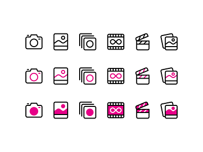 Media icons camera design icon icons illustration media minimal minimalism minimalist movie photo photos vector video