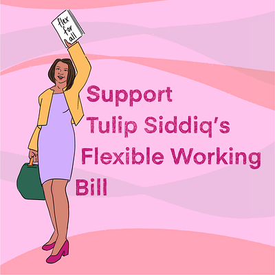 Flex For All 2021 advocacy campaign charity flexible working illustration mother parents politics pregnant then screwed procreate rights support tulip siddiq working