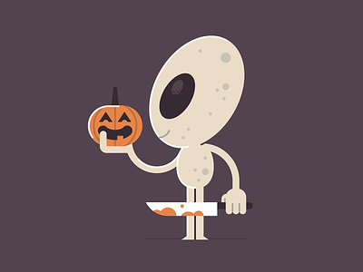 Alien Pumpkin Carving alien autumn character design extraterrestrial fall halloween holiday illustration jackolantern october pumpkin