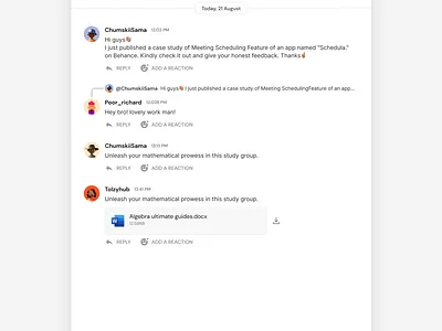 Studysync chat panel design product design ui uiux web design