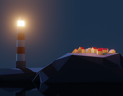 Light house and villa 3D illustration using Blender 3d animation