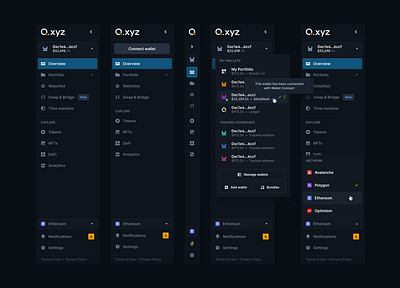 Sidebar Navigation - Q.xyz animation cards components dashboard defi design system graphic design navigation sidebar ui user interface ux