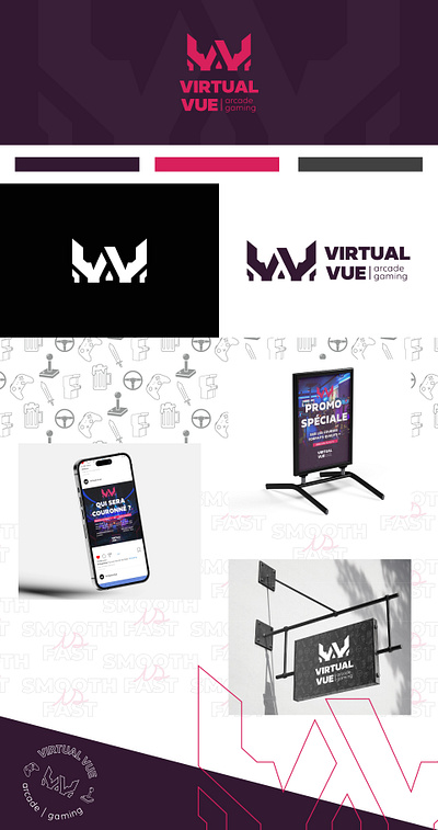 Visual Identity for Arcade/Gaming Center Virtual Vue. branding graphic design illustrator logo logodesign social media visualidentity