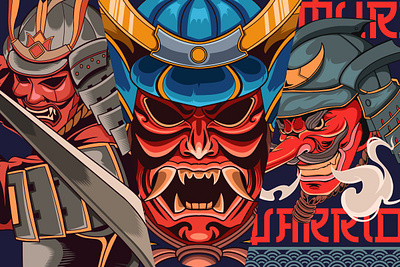 Japanese Samurai Illustration art mask